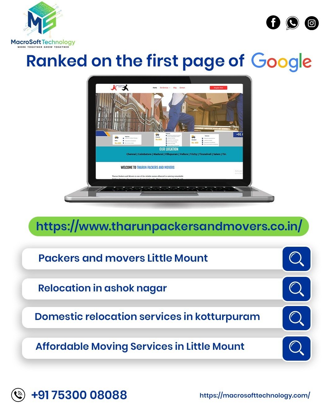 Tharun Packers and Movers Google Page 1 SEO Proof