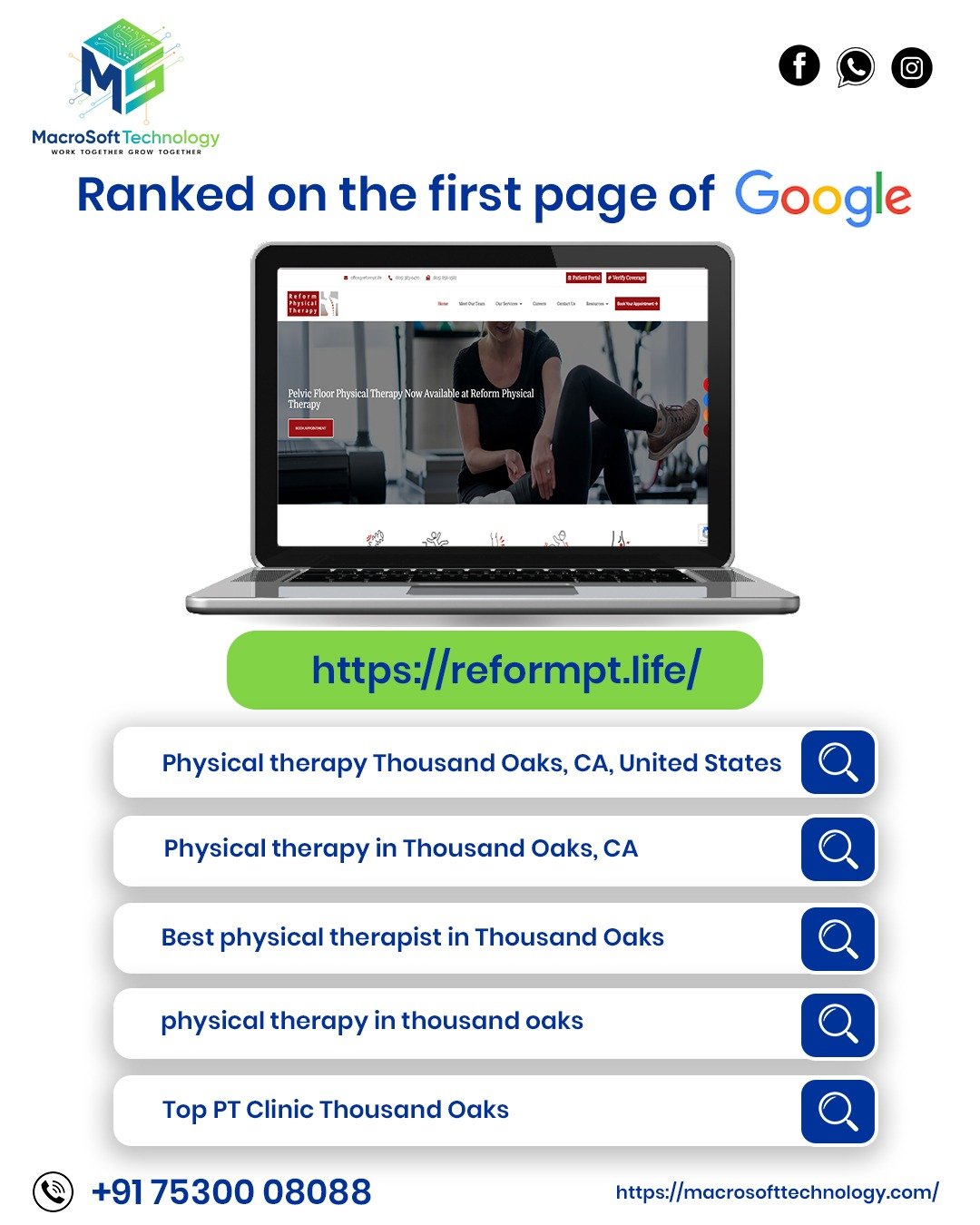 Reform Physical Therapy Google Page 1 SEO Proof