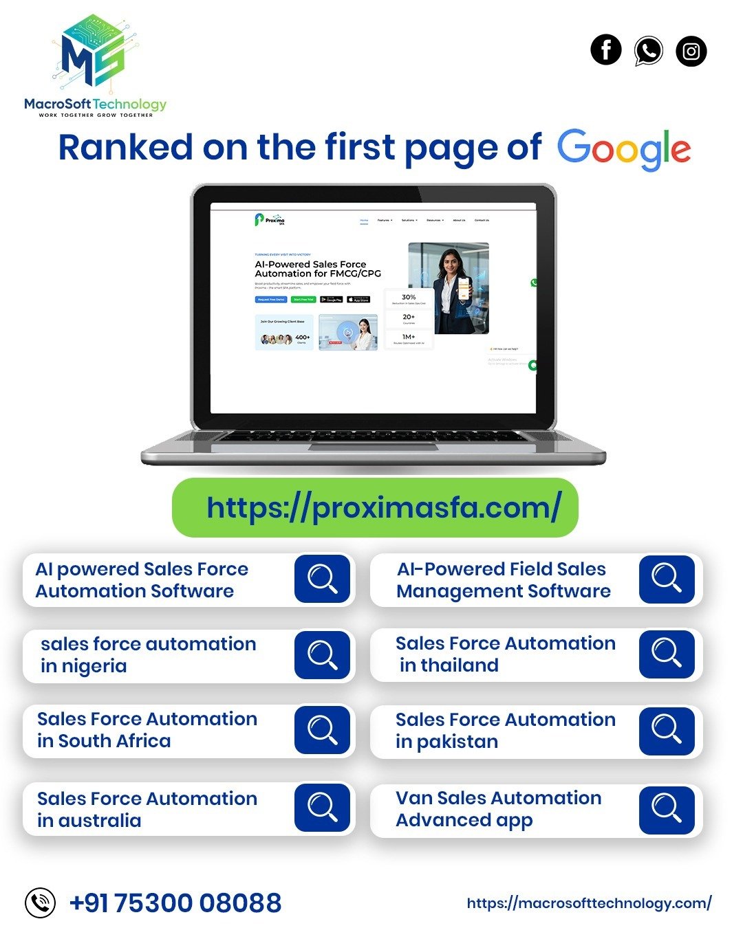 Proxima SFA Automation Google Page 1 SEO Proof